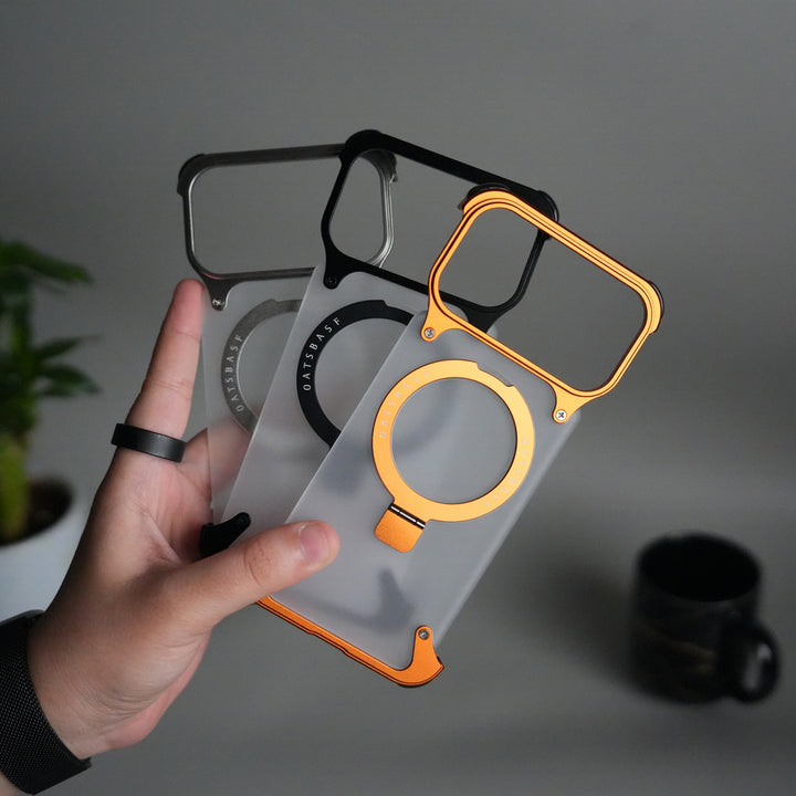 iPhone 17 Pro Frosted Frameless Metal Kickstand Case
