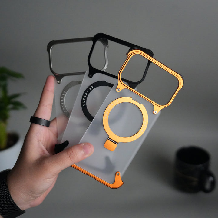 iPhone 17 Pro Frosted Frameless Metal Kickstand Case