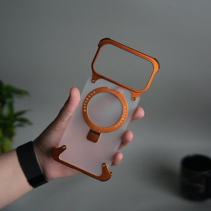 iPhone 17 Pro Frosted Frameless Metal Kickstand Case
