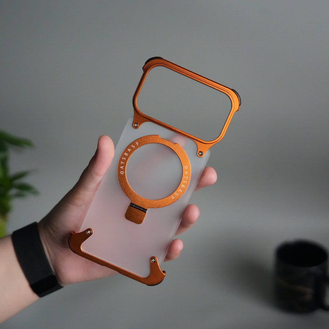 iPhone 17 Pro Frosted Frameless Metal Kickstand Case