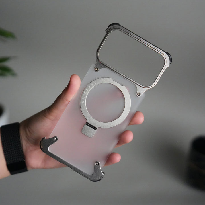 iPhone 17 Pro Frosted Frameless Metal Kickstand Case