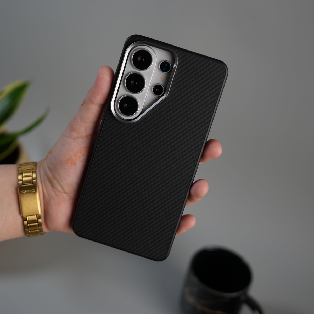 Galaxy S26 Ultra Metal Camera Ring Carbon Fiber Design Cover