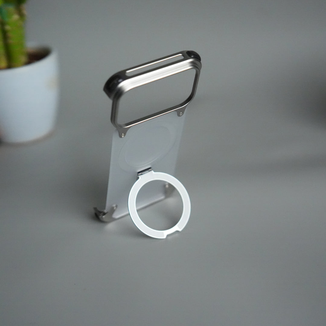iPhone 17 Pro Frosted Frameless Metal Kickstand Case