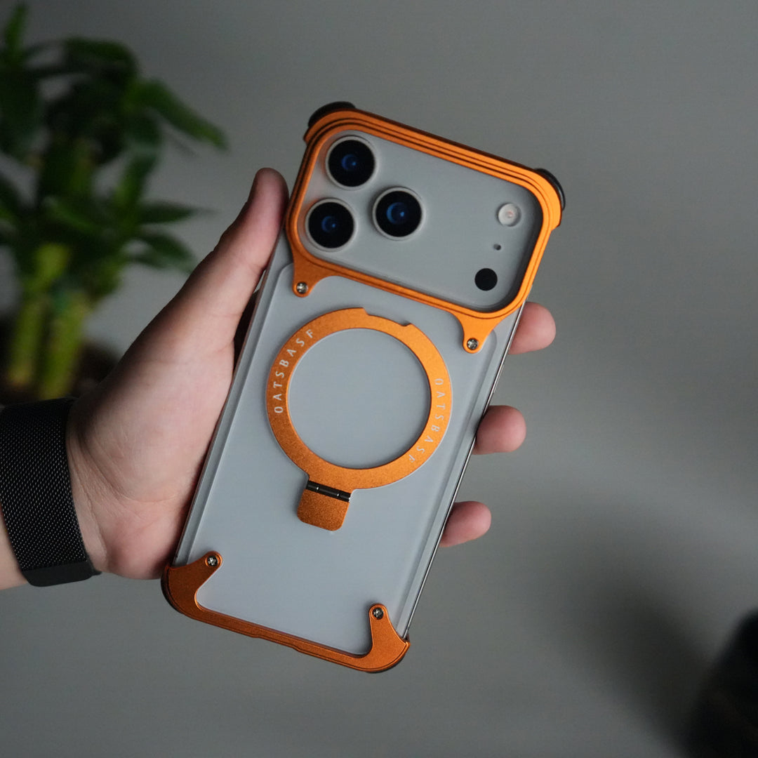 iPhone 17 Pro Frosted Frameless Metal Kickstand Case