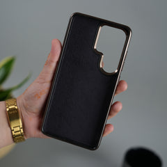 Galaxy S26 Ultra Leather Mate Chrome Plated Kick Stand Case Cover