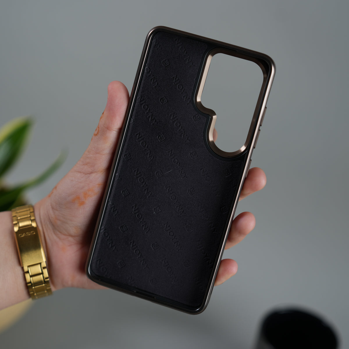 Galaxy S26 Ultra Leather Mate Chrome Plated Kick Stand Case Cover