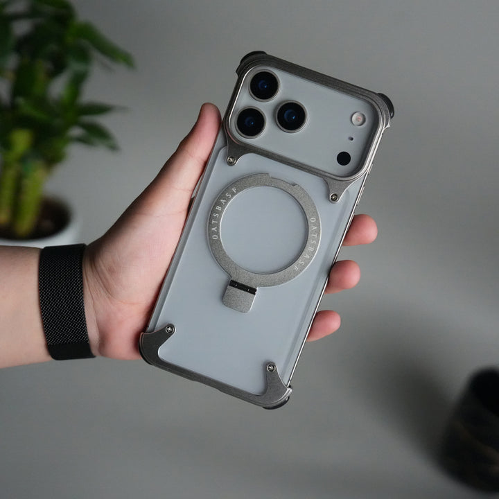 iPhone 17 Pro Frosted Frameless Metal Kickstand Case