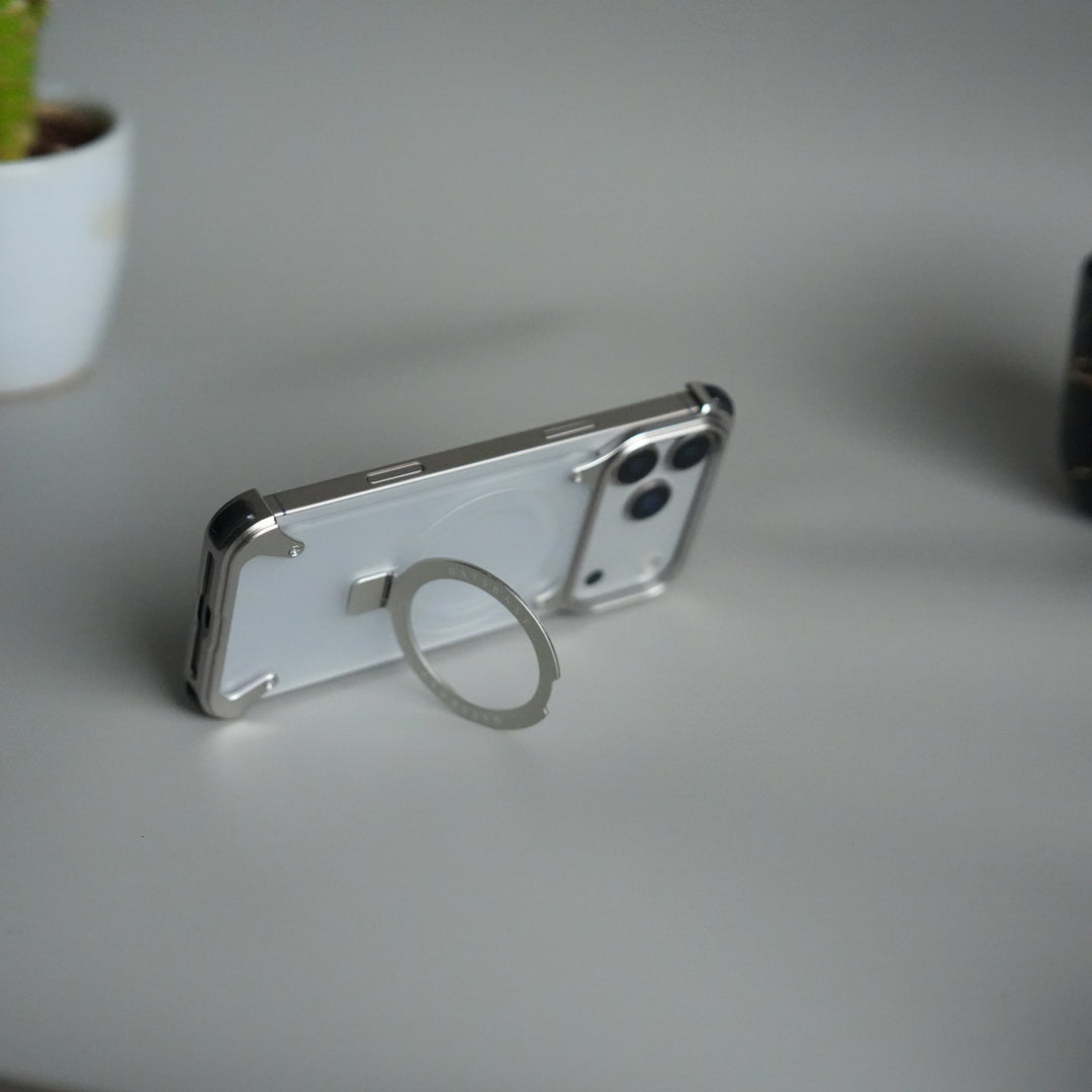 iPhone 17 Pro Frosted Frameless Metal Kickstand Case