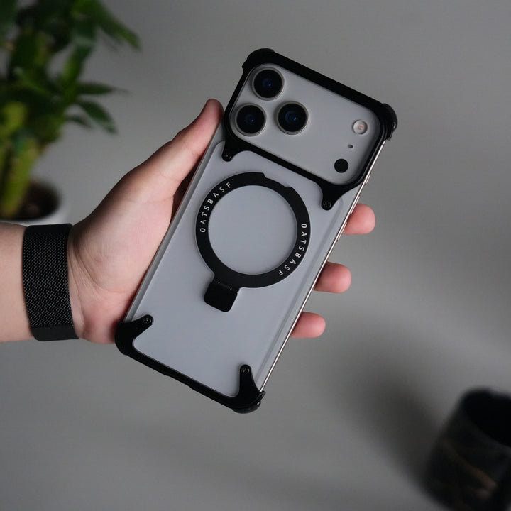 iPhone 17 Pro Frosted Frameless Metal Kickstand Case
