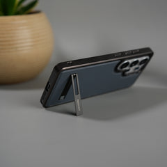 Galaxy S26 Ultra Leather Mate Chrome Plated Kick Stand Case Cover