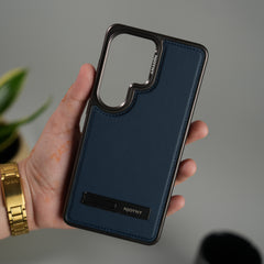 Galaxy S26 Ultra Leather Mate Chrome Plated Kick Stand Case Cover