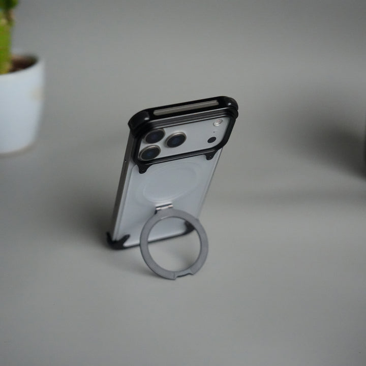 iPhone 17 Pro Frosted Frameless Metal Kickstand Case