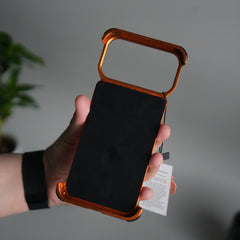 iPhone 17 Pro Max Leather Frameless Metal Kickstand Case