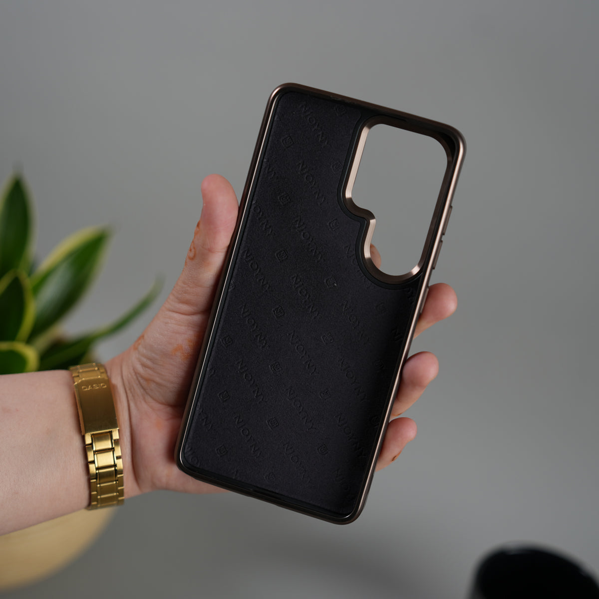 Galaxy S26 Ultra Leather Mate Chrome Plated Rotating Stand Case Cover