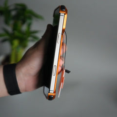 iPhone 17 Pro Max Leather Frameless Metal Kickstand Case