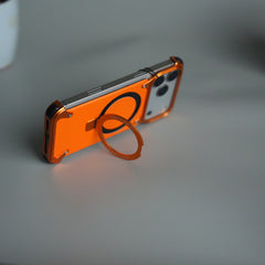 iPhone 17 Pro Max Leather Frameless Metal Kickstand Case