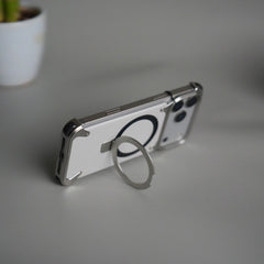iPhone 17 Pro Max Leather Frameless Metal Kickstand Case