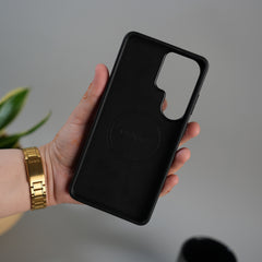 Galaxy S26 Ultra Leather Case | Luxury Metal Ring Stand Back Cover | Shockproof Protective Case