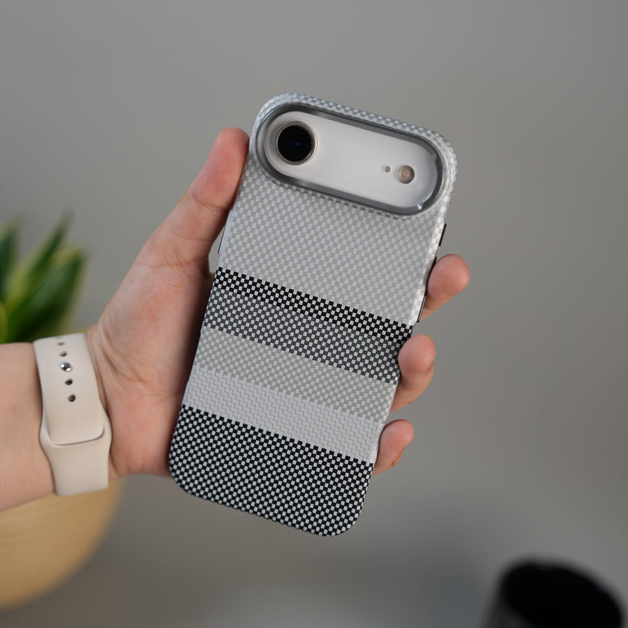 iPhone 17 Air Carbon Fiber Texture Design Hard Pc MagSafe Case Cover GrayBlackLine Design