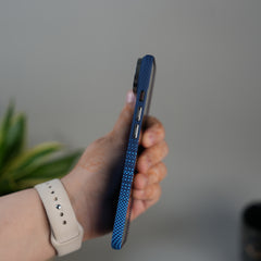 iPhone 17 Air Carbon Fiber Texture Design Hard Pc MagSafe Case Cover BlueDot