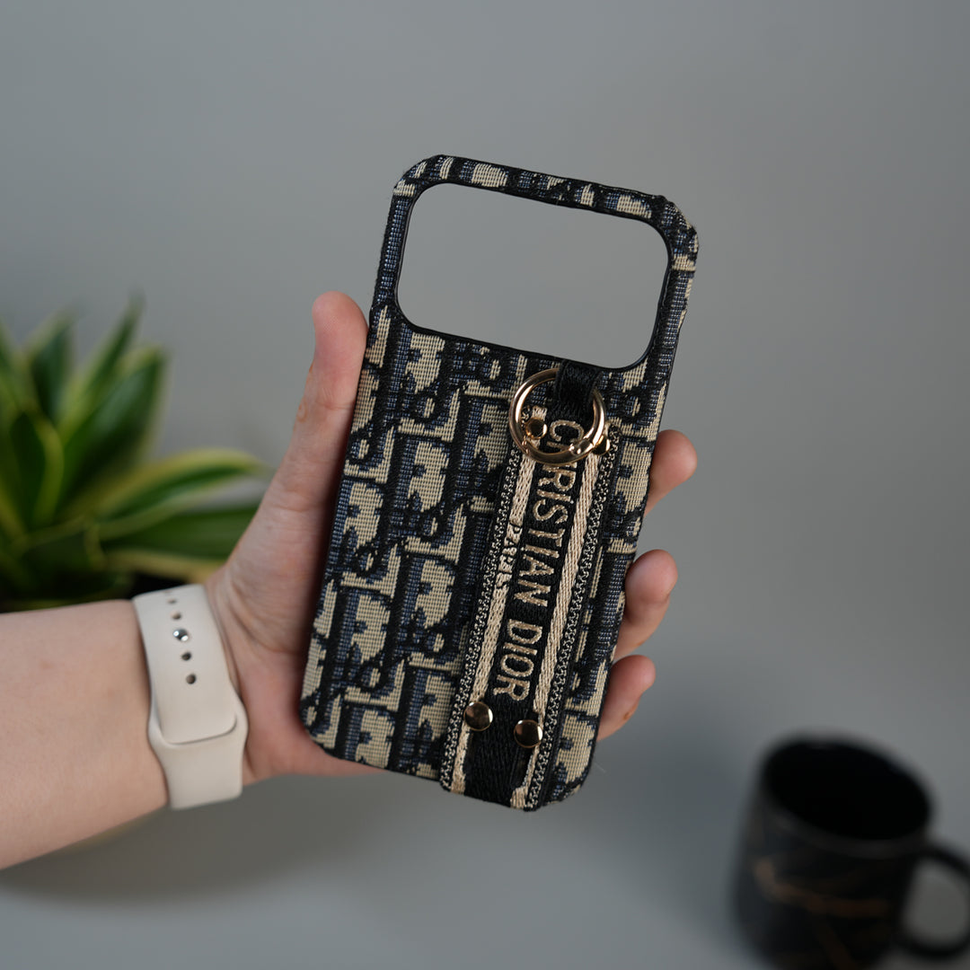 iPhone 17 Series Luxury Brand CD Belt Pattern Case Cover (Blue)
