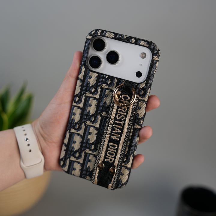 iPhone 17 Series Luxury Brand CD Belt Pattern Case Cover (Blue)