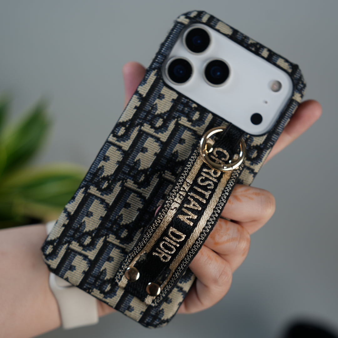 iPhone 17 Series Luxury Brand CD Belt Pattern Case Cover (Blue)