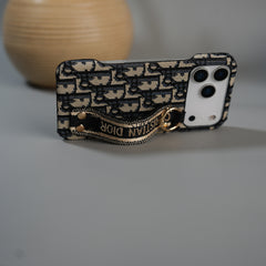 iPhone 17 Series Luxury Brand CD Belt Pattern Case Cover (Blue)