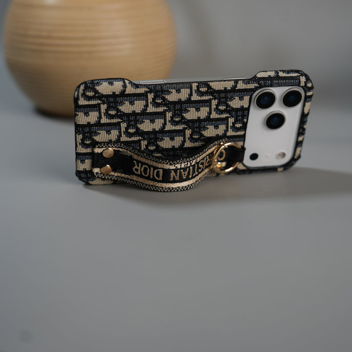 iPhone 17 Series Luxury Brand CD Belt Pattern Case Cover (Blue)
