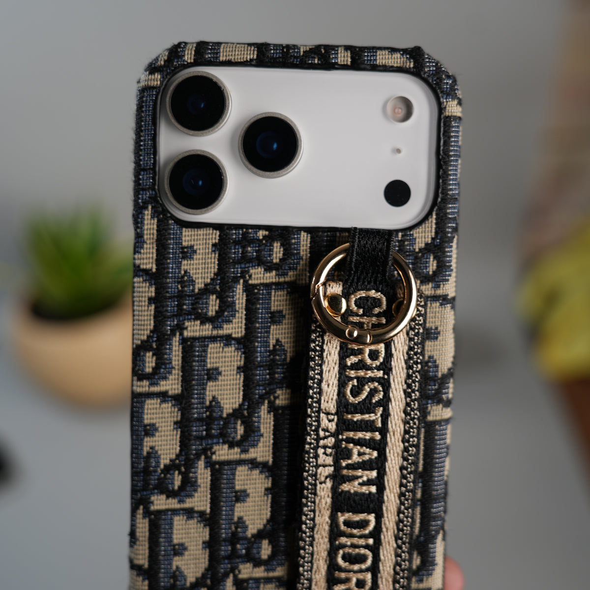 iPhone 17 Series Luxury Brand CD Belt Pattern Case Cover (Blue)