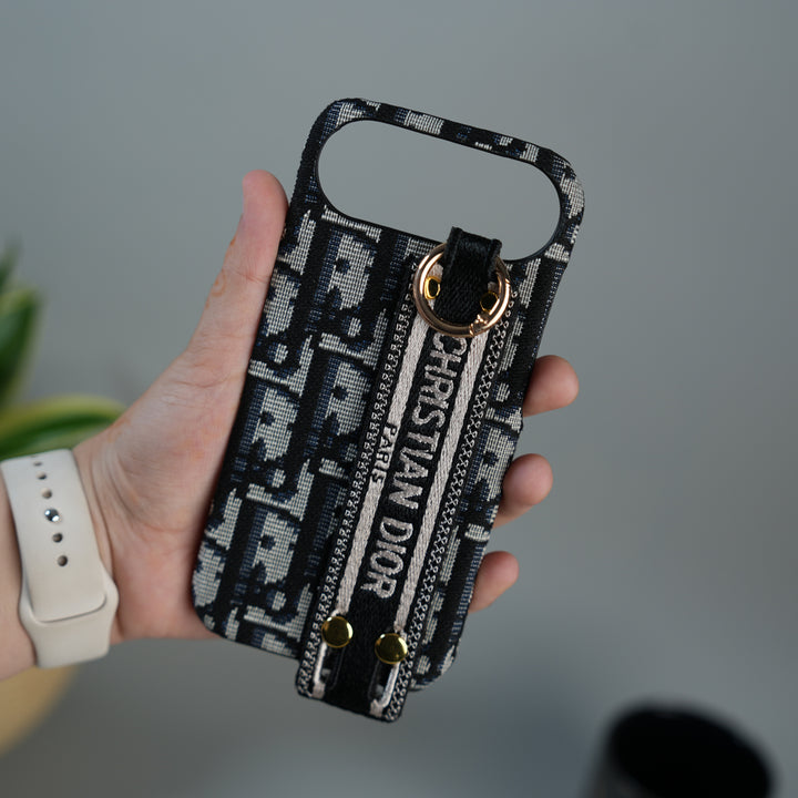 iPhone 17 Air Luxury Brand CD Belt Pattern Case Cover (Blue)