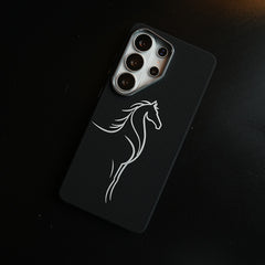 Horse Line-Art Patterned Case for Galaxy S26 Ultra | Magsafe Compatibility