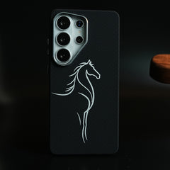 Horse Line-Art Patterned Case for Galaxy S26 Ultra | Magsafe Compatibility