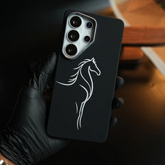 Horse Line-Art Patterned Case for Galaxy S26 Ultra | Magsafe Compatibility