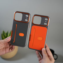 iPhone 17 Pro Metalic Grip Case with Camera Protection | MagSafe Supported Card Holder Back Cover