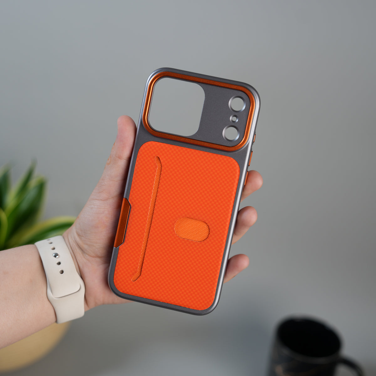 iPhone 17 Pro Metalic Grip Case with Camera Protection | MagSafe Supported Card Holder Back Cover