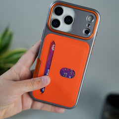 iPhone 17 Pro Metalic Grip Case with Camera Protection | MagSafe Supported Card Holder Back Cover