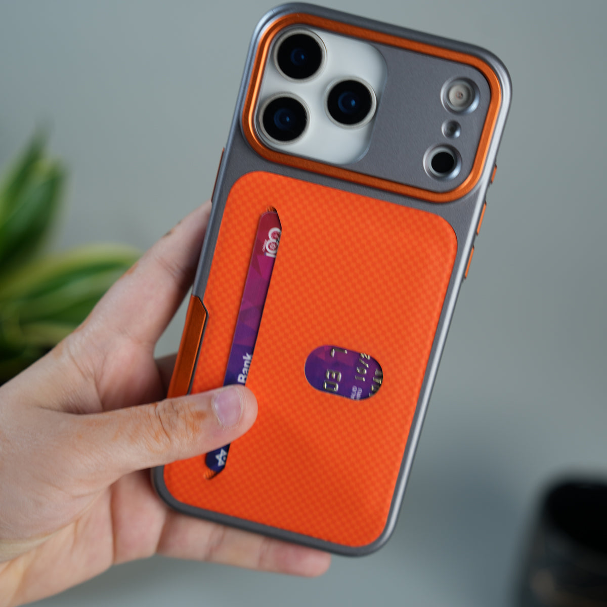 iPhone 17 Pro Metalic Grip Case with Camera Protection | MagSafe Supported Card Holder Back Cover