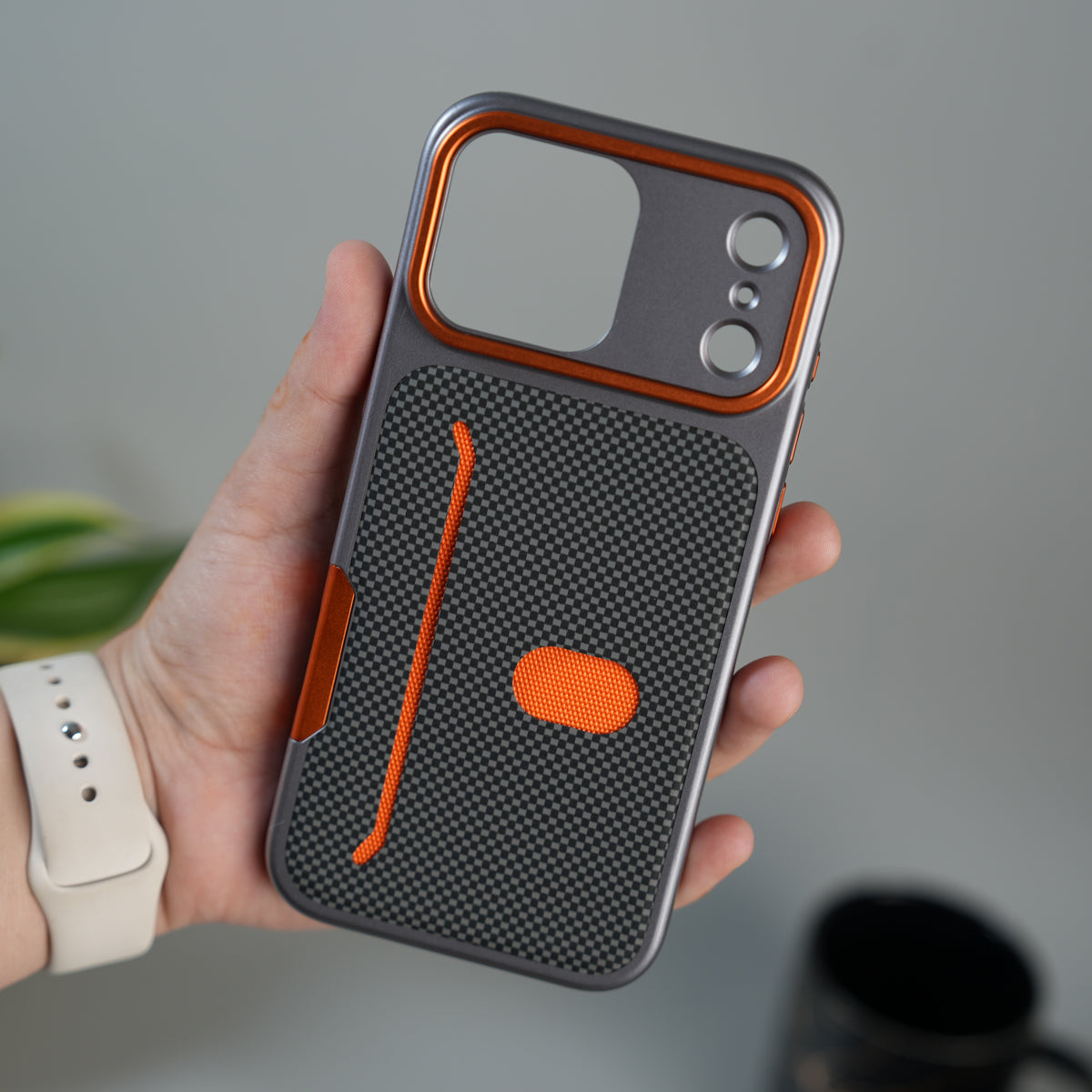 iPhone 17 Pro Metalic Grip Case with Camera Protection | MagSafe Supported Card Holder Back Cover