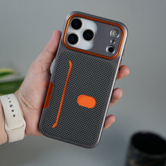 iPhone 17 Pro Metalic Grip Case with Camera Protection | MagSafe Supported Card Holder Back Cover