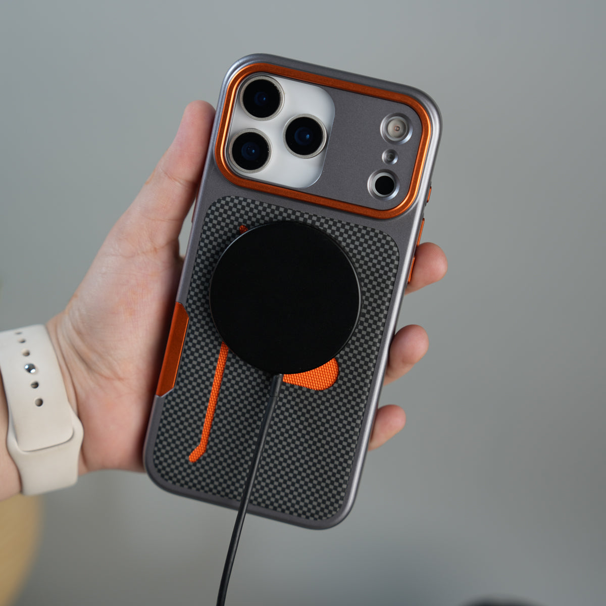 iPhone 17 Pro Metalic Grip Case with Camera Protection | MagSafe Supported Card Holder Back Cover
