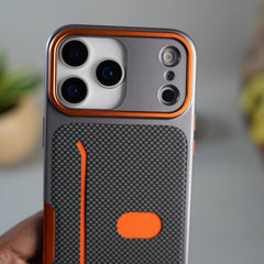iPhone 17 Pro Metalic Grip Case with Camera Protection | MagSafe Supported Card Holder Back Cover