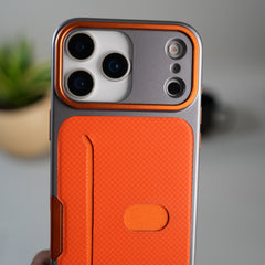 iPhone 17 Pro Metalic Grip Case with Camera Protection | MagSafe Supported Card Holder Back Cover
