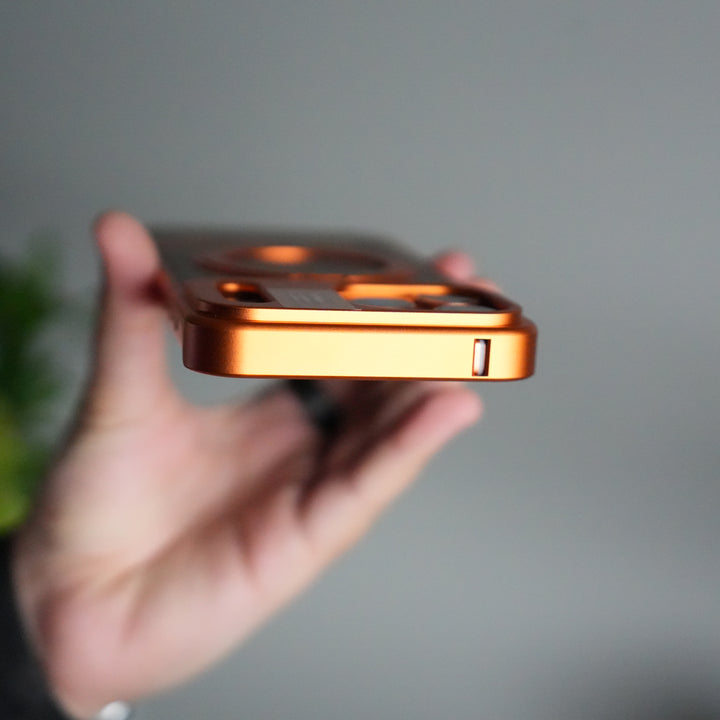 iPhone 17 Series Metallic Wood Leather AeroFLex Aluminium  Case With Rotating Stand