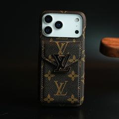 Monogram Stitched Wallet Case for iPhone 17 Series | Detachable Crossbody Strap