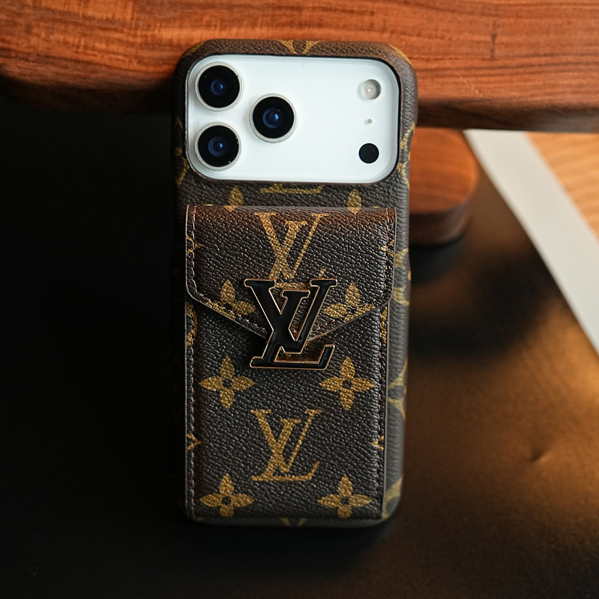Monogram Stitched Wallet Case for iPhone 17 Series | Detachable Crossbody Strap