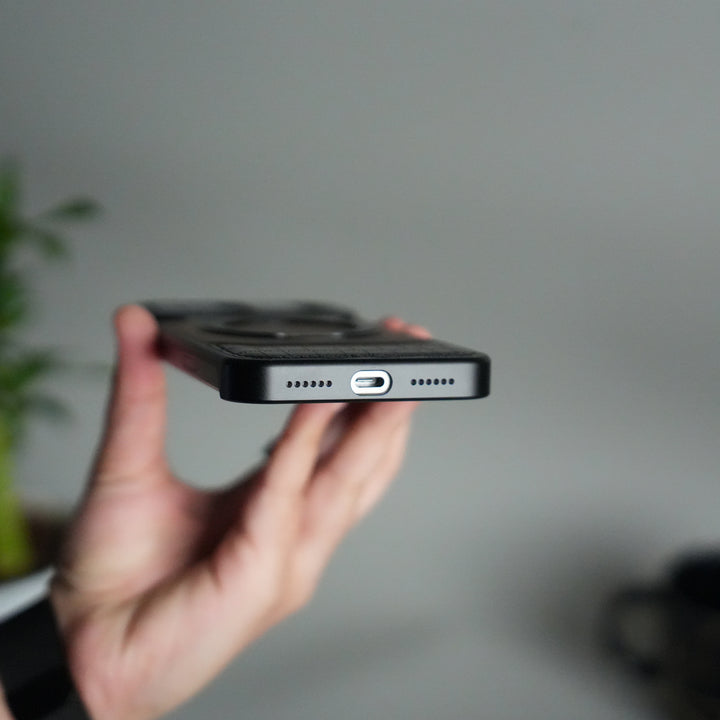 iPhone 17 Series Metallic Wood Leather AeroFLex Aluminium  Case With Rotating Stand