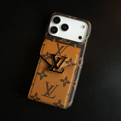 Monogram Stitched Wallet Case for iPhone 17 Series | Detachable Crossbody Strap