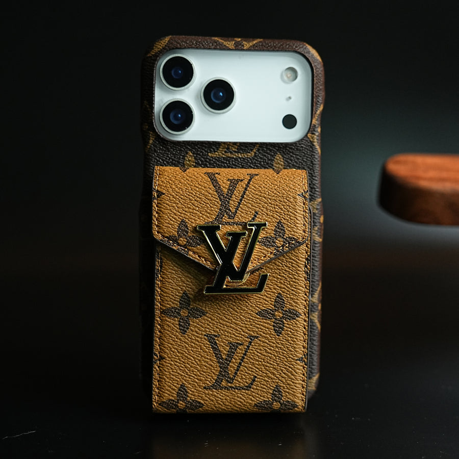 Monogram Stitched Wallet Case for iPhone 17 Series | Detachable Crossbody Strap