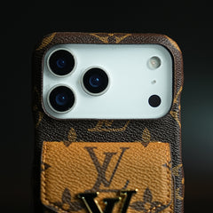 Monogram Stitched Wallet Case for iPhone 17 Series | Detachable Crossbody Strap